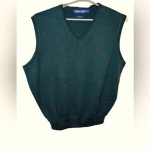 Vtg Ralph Lauren Polo Golf Sweater Vest, Hunter Green - Size X-Large - CottonUSA